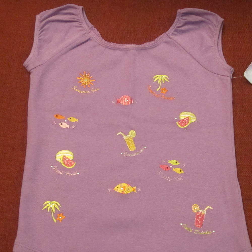 Girls TOP by ANGEL FISH Purple with Summer Designs